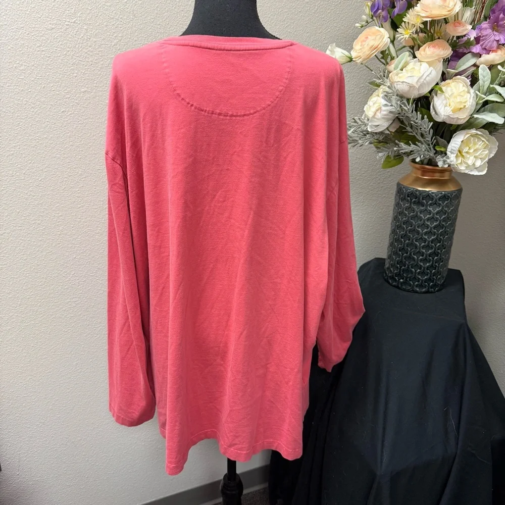 Tommy Bahama 2X Coral Pima Cotton Long Sleeve Pocket Tee Shirt Relaxed Fit - Picture 4 of 8